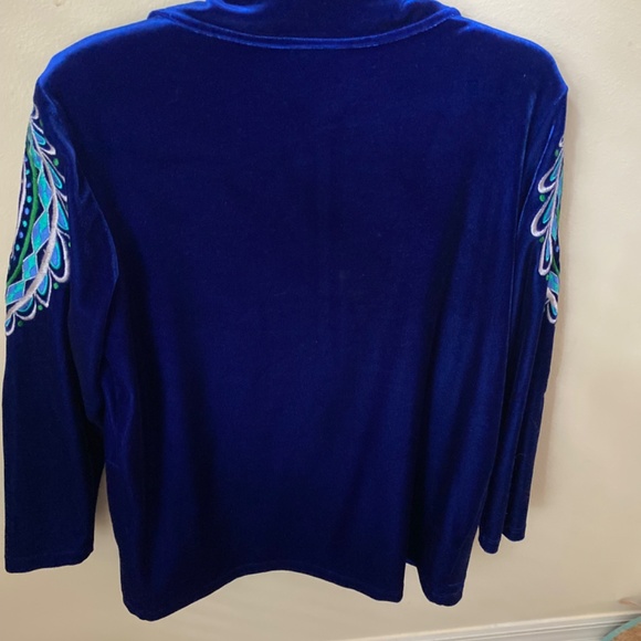 Vintage Bob Mackie Wearable Art Jacket shell set small Blue Velvet Embroidered - Picture 3 of 5